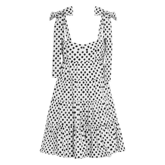 Dolce & Gabbana Polka-Dot Cotton-Poplin Mini Dress - XS - White/Black - Picture 1 of 5